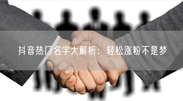 抖音热门名字大解析：轻松涨粉不是梦
