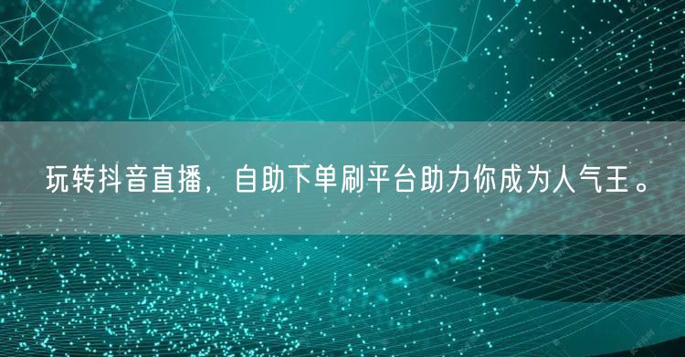玩转抖音直播，自助下单刷平台助力你成为人气王。