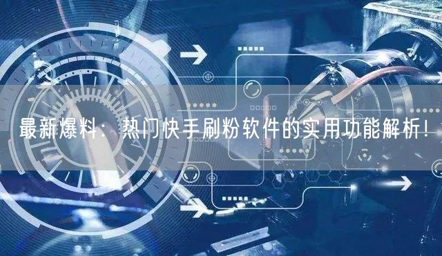 最新爆料：热门快手刷粉软件的实用功能解析！
