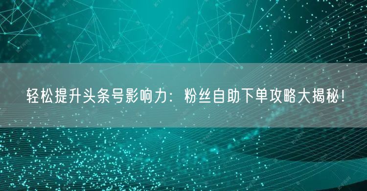 轻松提升头条号影响力：粉丝自助下单攻略大揭秘！