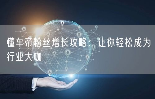 懂车帝粉丝增长攻略：让你轻松成为行业大咖